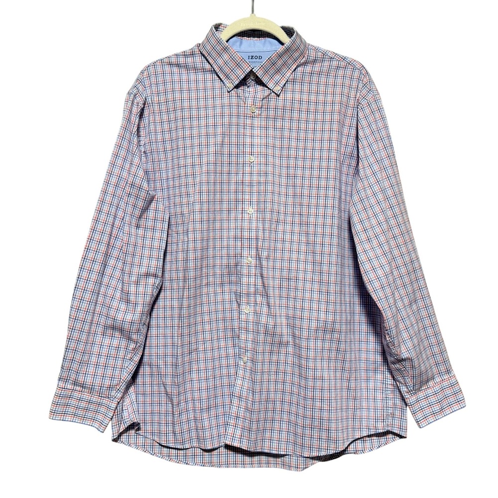 Izod Advantage Shirt Mens‎ Size XL Slim Fit Plaid Long Sleeve Button Up